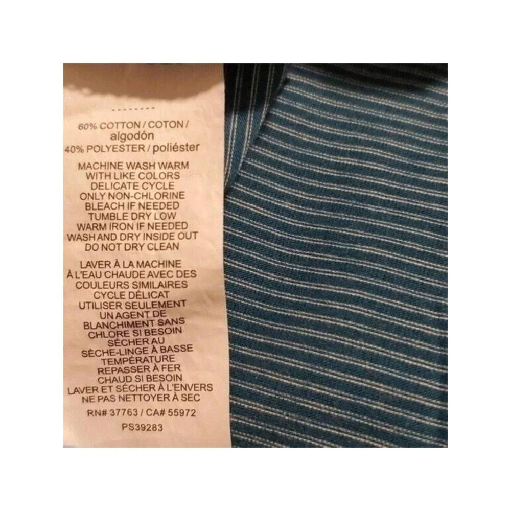 Perry Ellis Striped T-Shirt Casual Short Sleeve Blue Tee Top Men's